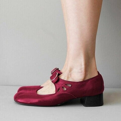 Maya Jane Shoes | Comfortable Low Heeled Cow Leather, Buckle Fastening - Hartwella