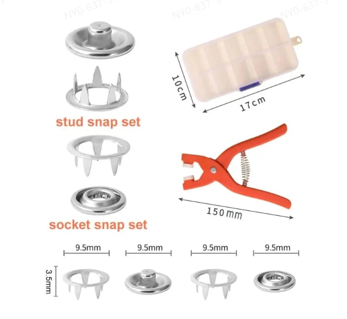 Melo Snap Button Fastener Kit | Durable Stainless Steel with Tool - Hartwella