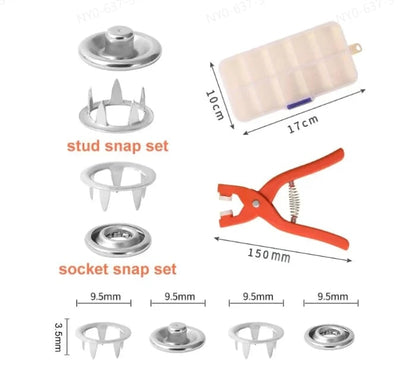 Melo Snap Button Fastener Kit | Durable Stainless Steel with Tool - Hartwella