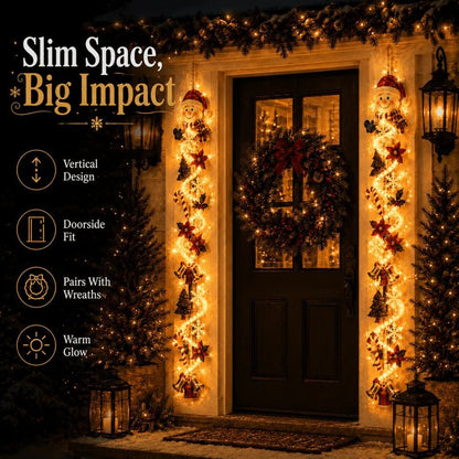 MerryGlow Christmas Door Hanger | Handcrafted, 6 Festive Light Designs - Hartwella