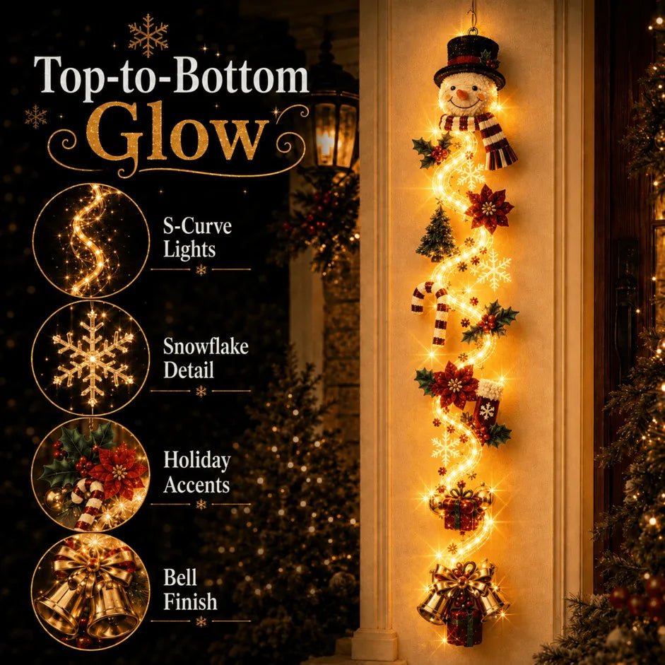 MerryGlow Christmas Door Hanger | Handcrafted, 6 Festive Light Designs - Hartwella