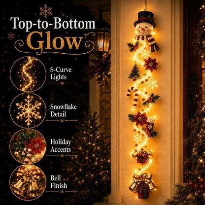 MerryGlow Christmas Door Hanger | Handcrafted, 6 Festive Light Designs - Hartwella