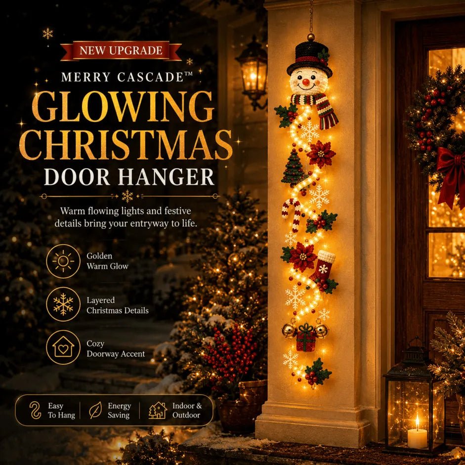 MerryGlow Christmas Door Hanger | Handcrafted, 6 Festive Light Designs - Hartwella