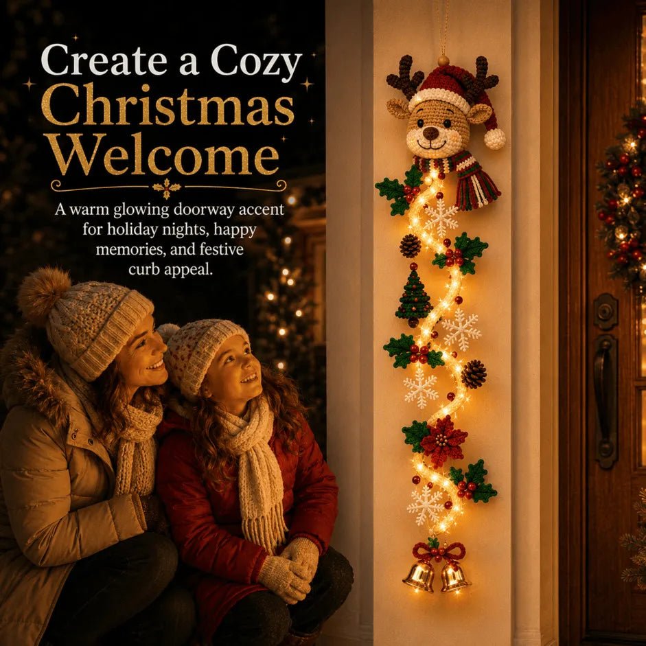 MerryGlow Christmas Door Hanger | Handcrafted, 6 Festive Light Designs - Hartwella