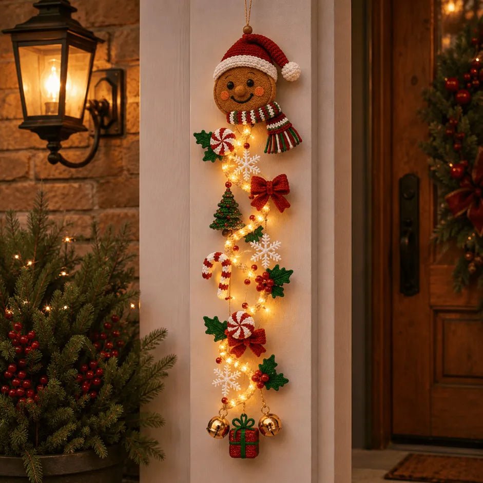 MerryGlow Christmas Door Hanger | Handcrafted, 6 Festive Light Designs - Hartwella
