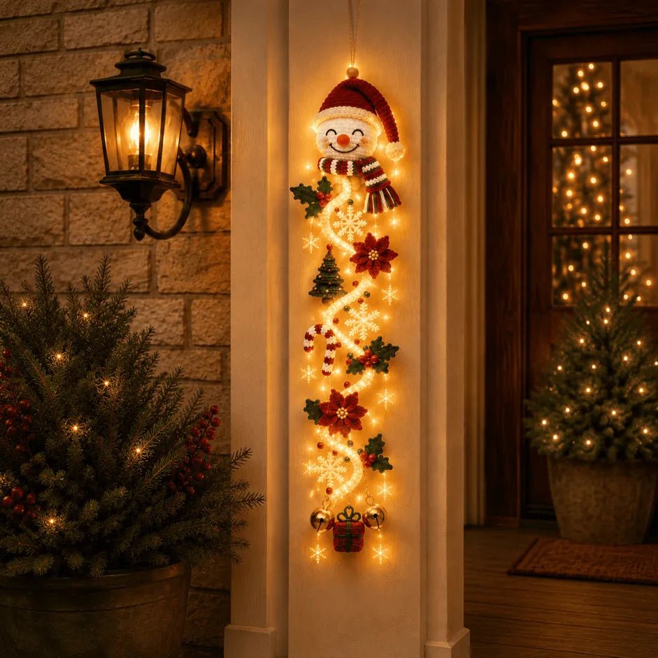 MerryGlow Christmas Door Hanger | Handcrafted, 6 Festive Light Designs - Hartwella