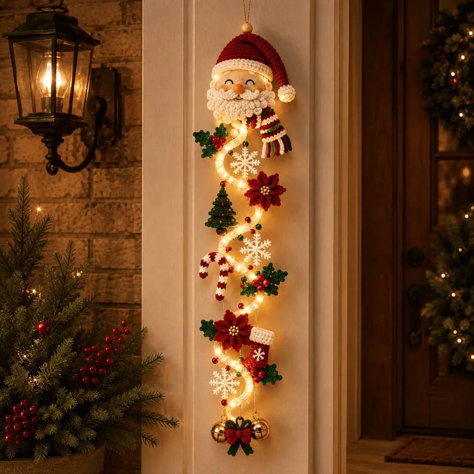 MerryGlow Christmas Door Hanger | Handcrafted, 6 Festive Light Designs - Hartwella