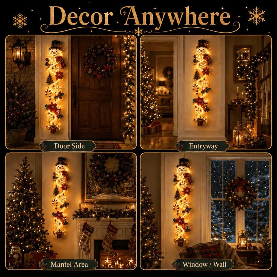 MerryGlow Christmas Door Hanger | Handcrafted, 6 Festive Light Designs - Hartwella