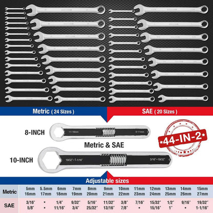 Mighty Adjustable Wrench Set | Durable Carbon Steel, Multi - Fastener Compatibility - Hartwella