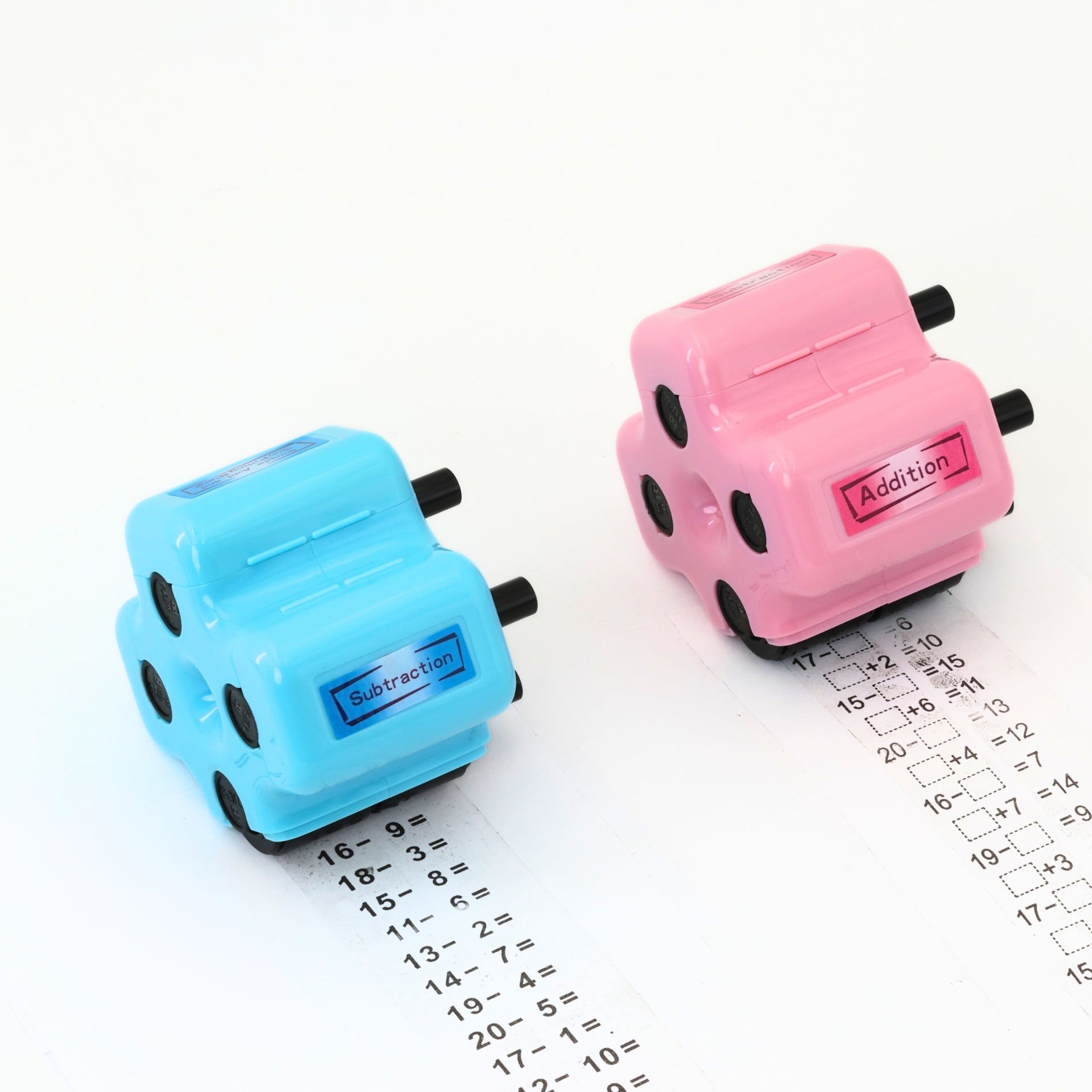 Mighty Math Roller Stamp | 4 - in - 1 Exercise Creator, Refillable Ink - Hartwella