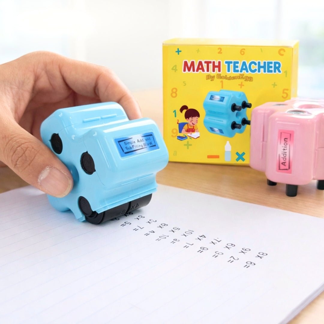 Mighty Math Roller Stamp | 4 - in - 1 Exercise Creator, Refillable Ink - Hartwella