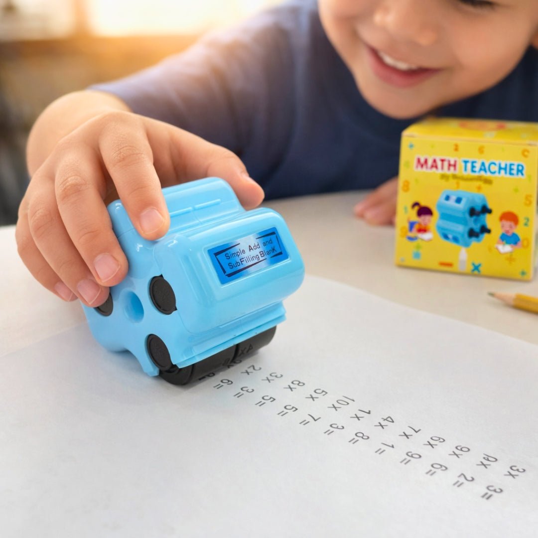 Mighty Math Roller Stamp | 4 - in - 1 Exercise Creator, Refillable Ink - Hartwella