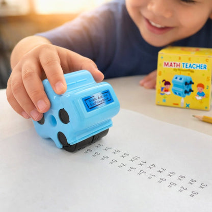 Mighty Math Roller Stamp | 4 - in - 1 Exercise Creator, Refillable Ink - Hartwella
