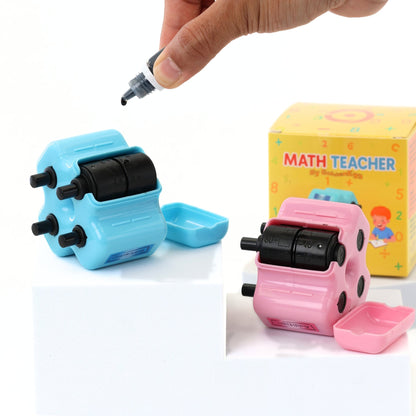 Mighty Math Roller Stamp | 4 - in - 1 Exercise Creator, Refillable Ink - Hartwella