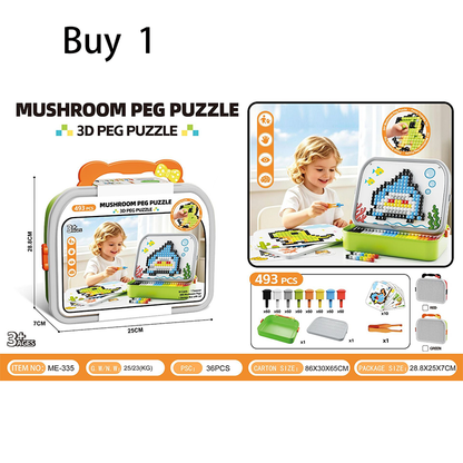 Milo 3D Mushroom Peg Puzzle | 492 Colorful Pieces, Durable Plastic - Hartwella