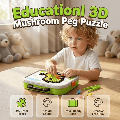 Milo 3D Mushroom Peg Puzzle | 492 Colorful Pieces, Durable Plastic - Hartwella