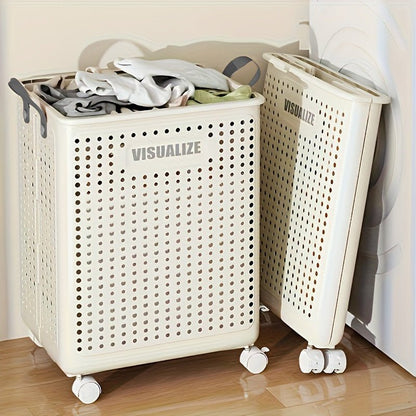Milo Collapsible Laundry Hamper | Foldable Design with Airflow, Smooth-Rolling Wheels - Hartwella