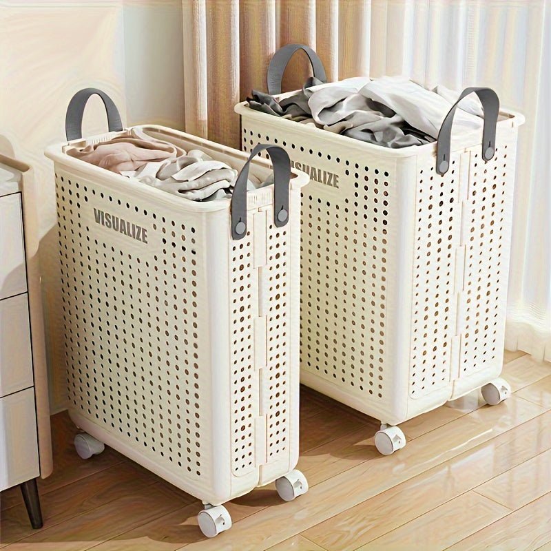 Milo Collapsible Laundry Hamper | Foldable Design with Airflow, Smooth-Rolling Wheels - Hartwella