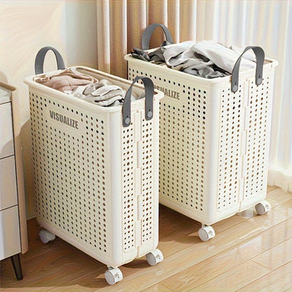 Milo Collapsible Laundry Hamper | Foldable Design with Airflow, Smooth-Rolling Wheels - Hartwella