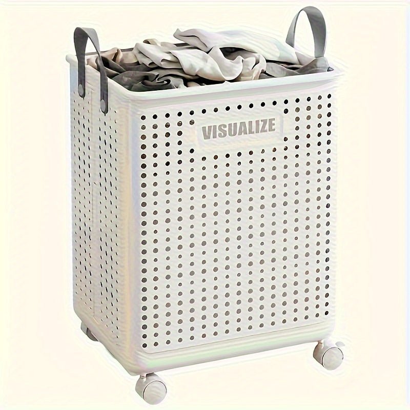 Milo Collapsible Laundry Hamper | Foldable Design with Airflow, Smooth-Rolling Wheels - Hartwella