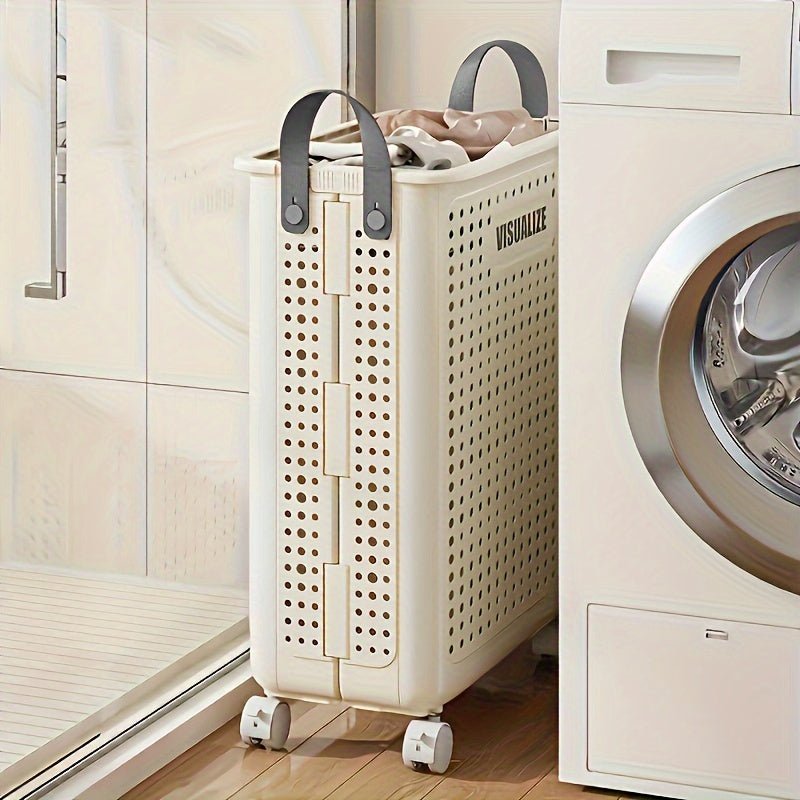 Milo Collapsible Laundry Hamper | Foldable Design with Airflow, Smooth-Rolling Wheels - Hartwella