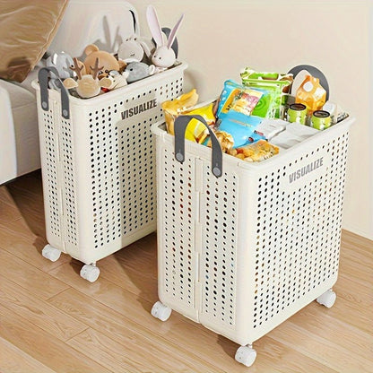 Milo Collapsible Laundry Hamper | Foldable Design with Airflow, Smooth-Rolling Wheels - Hartwella