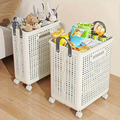 Milo Collapsible Laundry Hamper | Foldable Design with Airflow, Smooth-Rolling Wheels - Hartwella