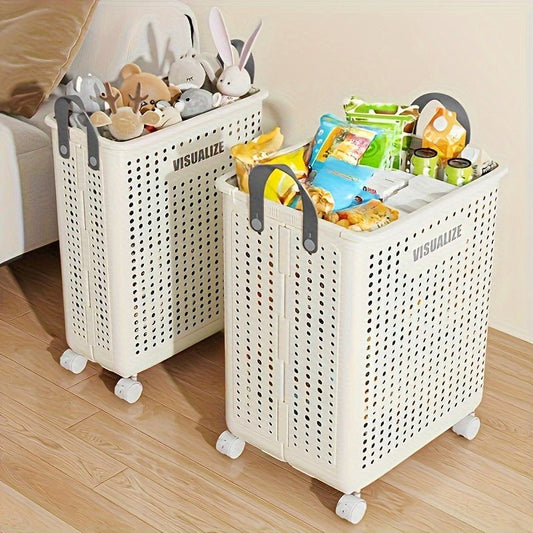 Milo Collapsible Laundry Hamper | Foldable Design with Airflow, Smooth-Rolling Wheels - Hartwella