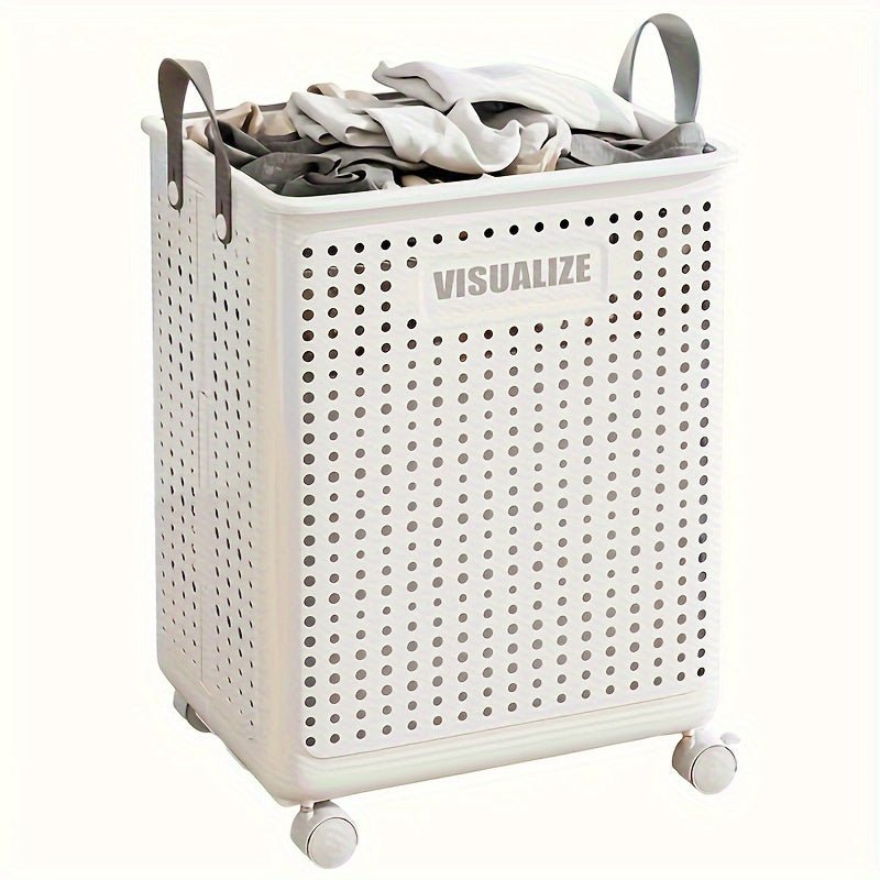 Milo Collapsible Laundry Hamper | Foldable Design with Airflow, Smooth-Rolling Wheels - Hartwella