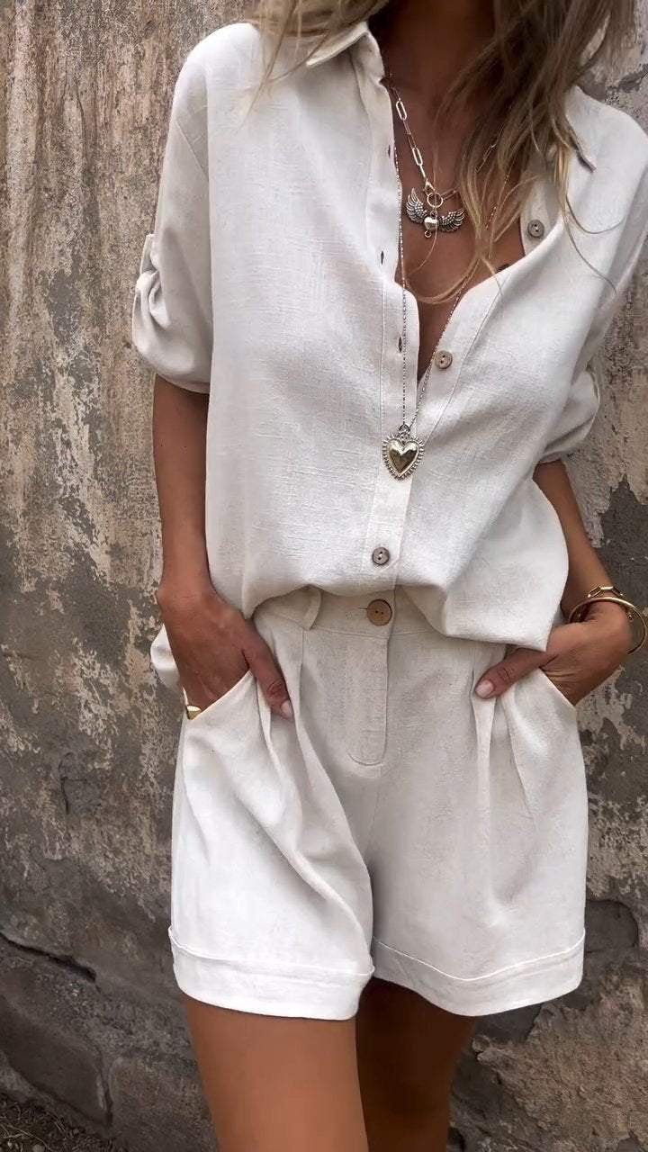 Milo Lapel Shirt Suit | Cotton-Linen Blend - Hartwella