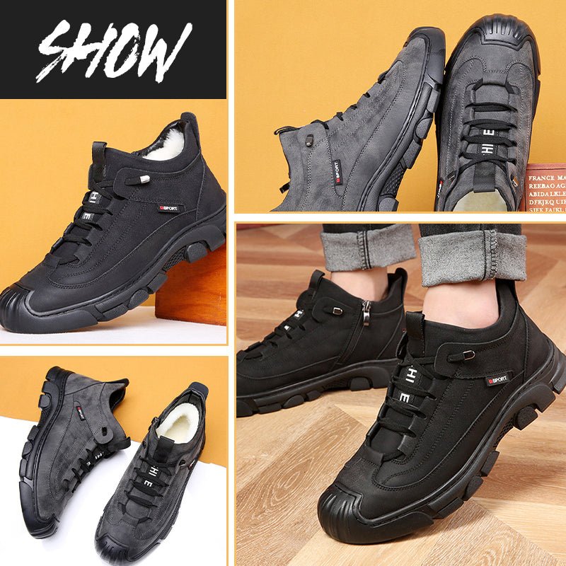 Milo Leather Sneakers | Faux Wool Lining, Non-Slip - Hartwella