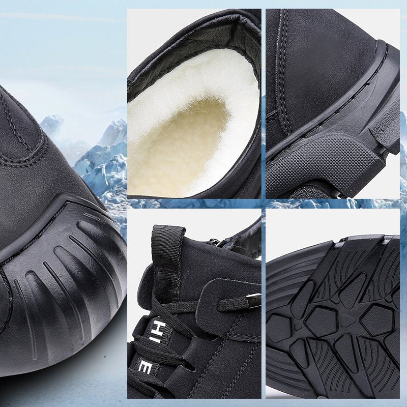 Milo Leather Sneakers | Faux Wool Lining, Non-Slip - Hartwella