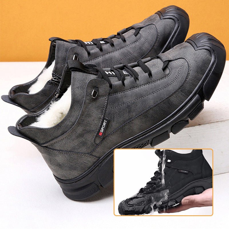 Milo Leather Sneakers | Faux Wool Lining, Non-Slip - Hartwella