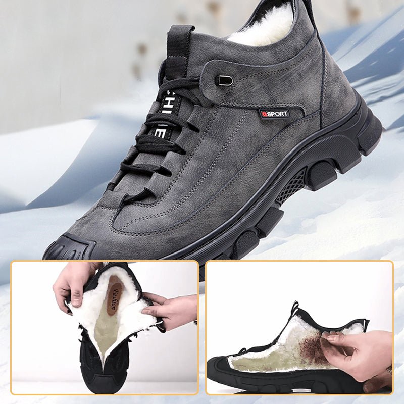 Milo Leather Sneakers | Faux Wool Lining, Non-Slip - Hartwella