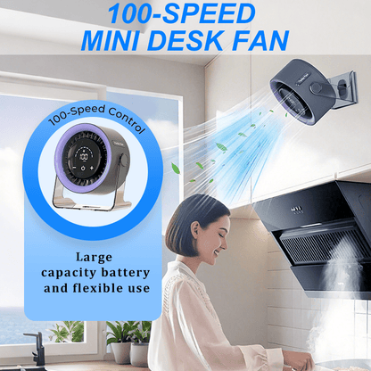 Milo Mini Desk Fan | 100 Speed, Quiet, Rechargeable - Hartwella