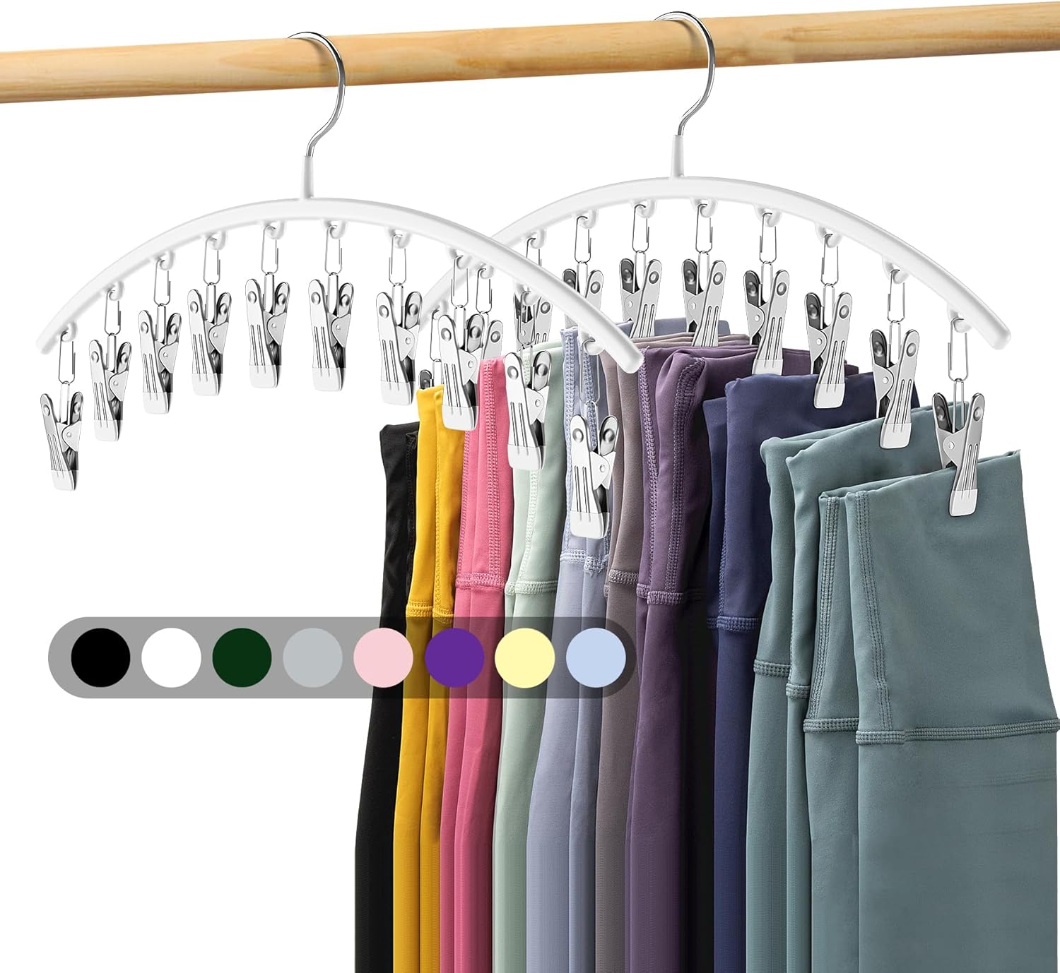 Milo Pants Hanger | 10 - Clip Space Saving Organizer, Durable Carbon Steel - Hartwella
