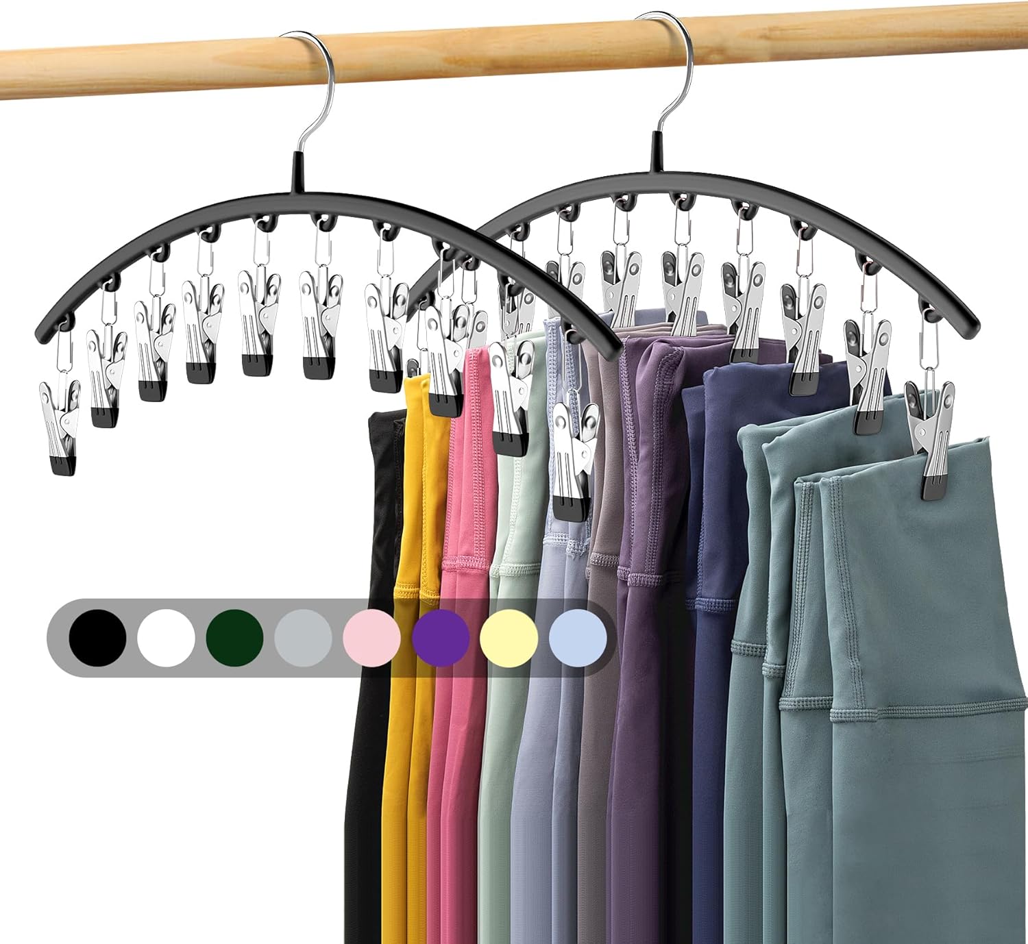Milo Pants Hanger | 10 - Clip Space Saving Organizer, Durable Carbon Steel - Hartwella