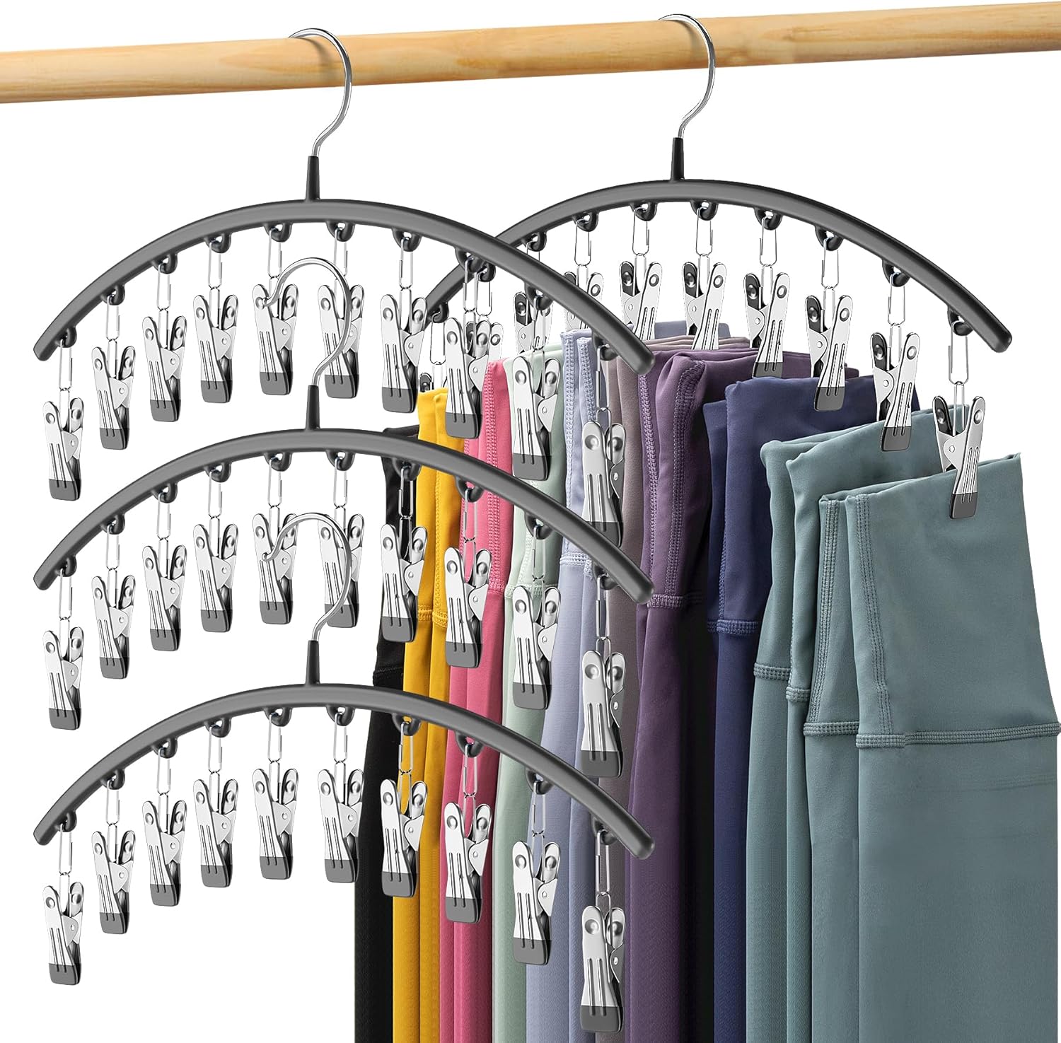 Milo Pants Hanger | 10 - Clip Space Saving Organizer, Durable Carbon Steel - Hartwella