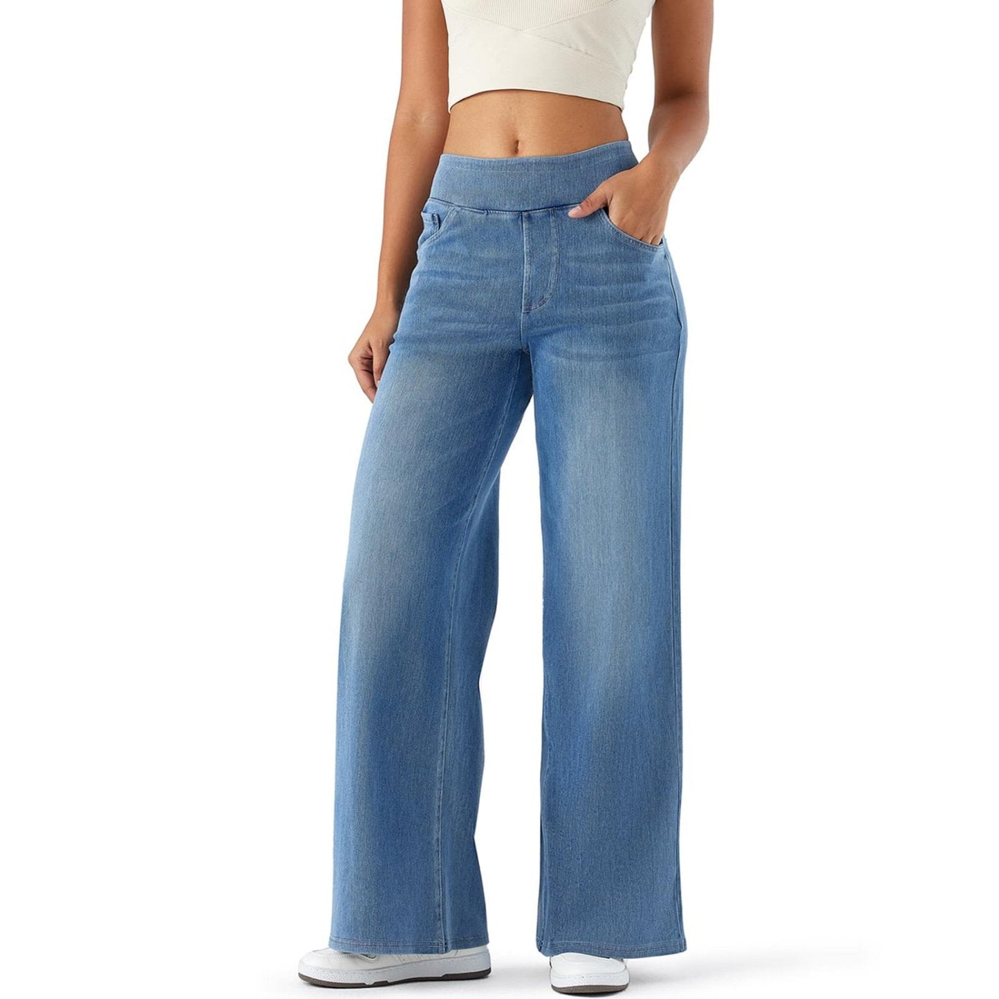 Mira Baggy Jeans | High - Stretch, Multiple Pockets - Hartwella