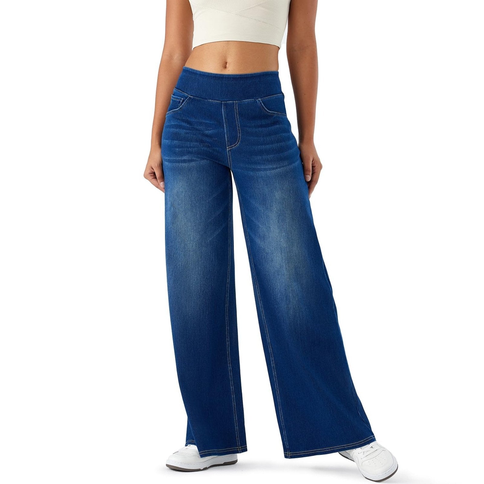 Mira Baggy Jeans | High - Stretch, Multiple Pockets - Hartwella