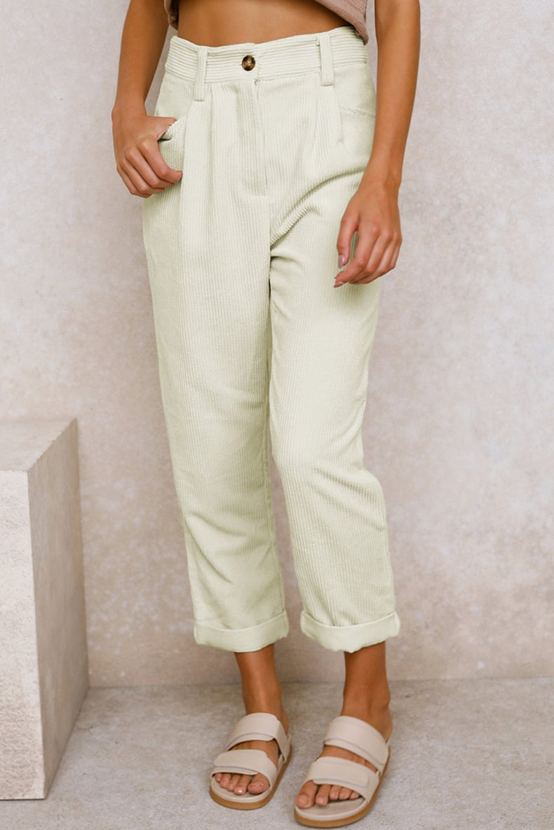 Mira Casual Pants | Mid Rise Corduroy with Side Pockets - Hartwella