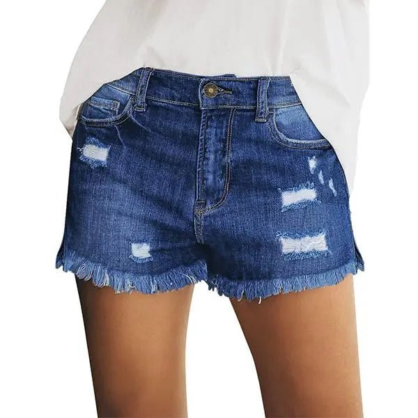 Mira Denim Shorts | Casual Mid Rise, 100% Cotton, Womens Jean Shorts - Hartwella