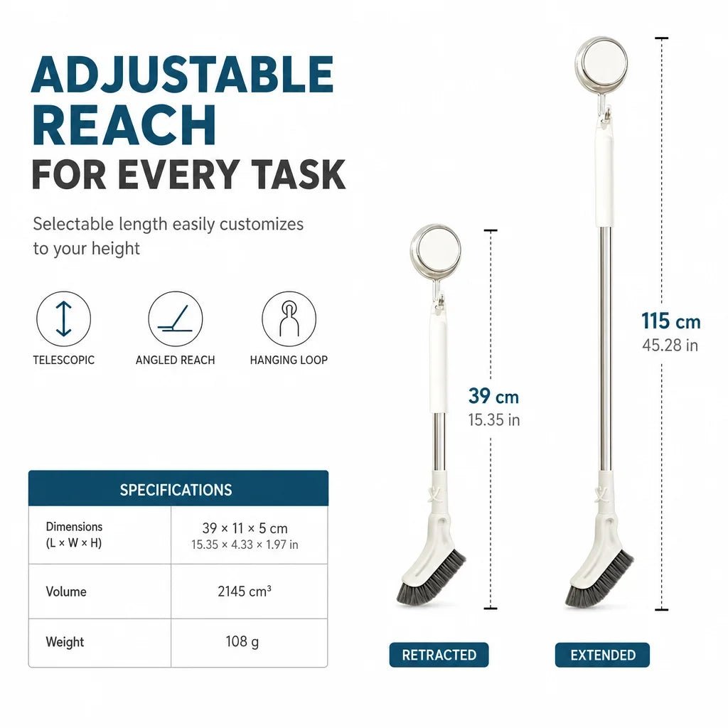 Mira Floor Scrub Brush | Extendable Long Handle, Durable Bristles for Deep Cleaning - Hartwella