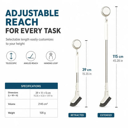 Mira Floor Scrub Brush | Extendable Long Handle, Durable Bristles for Deep Cleaning - Hartwella
