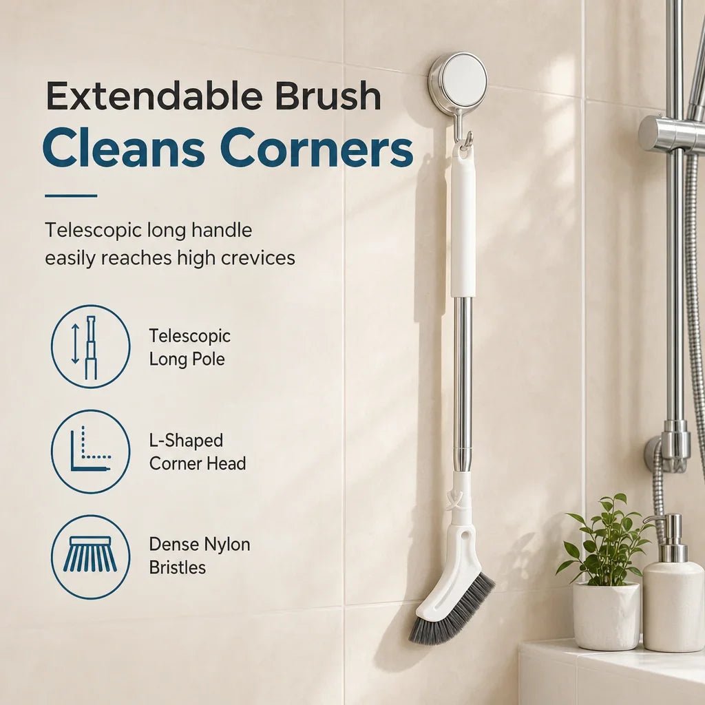 Mira Floor Scrub Brush | Extendable Long Handle, Durable Bristles for Deep Cleaning - Hartwella