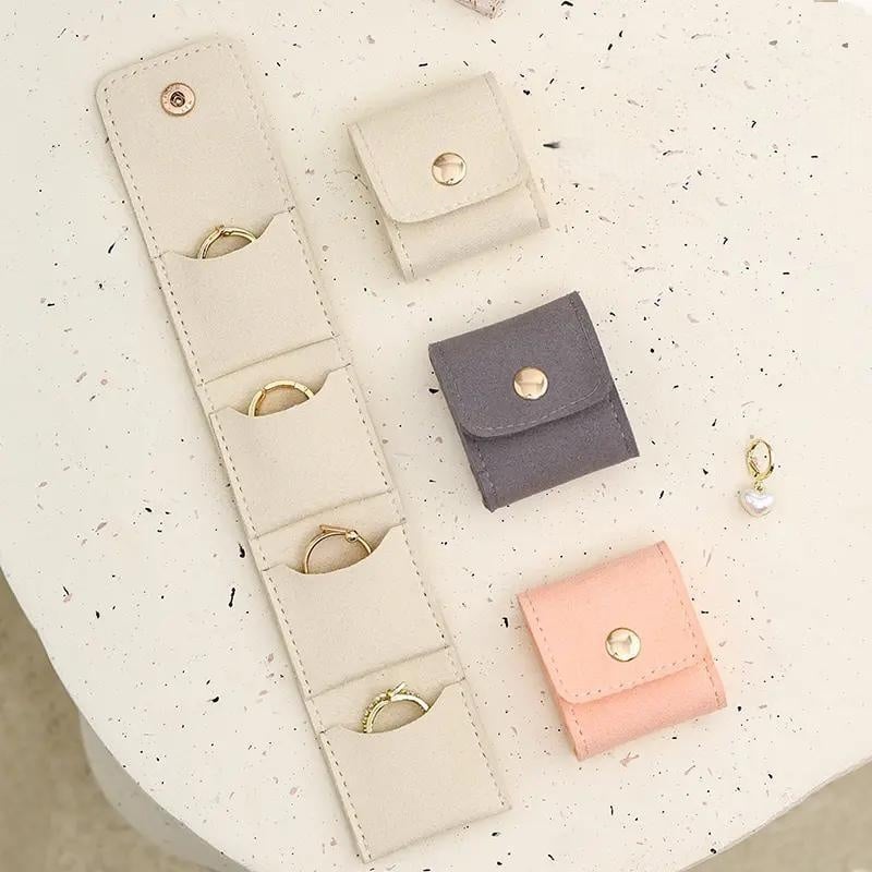 Mira Jewelry Travel Case | Compact Microfiber Organizer with Snap Closure - Hartwella