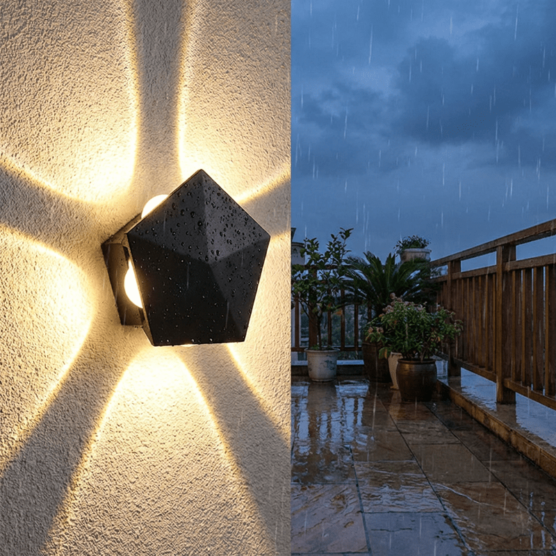 Mira LED Wall Sconce | Geometric, Weather - Resistant Outdoor Wall Light - Hartwella