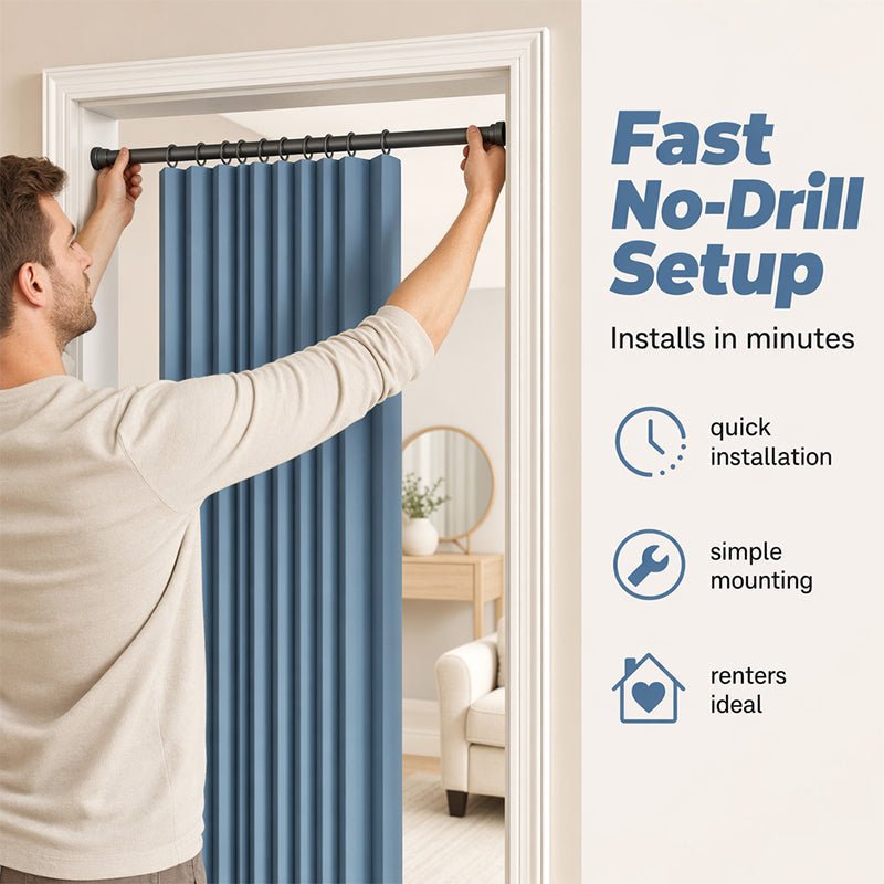 Mira Magnetic Door Curtain | No-Drill, Light Blocking, Accordion Design - Hartwella