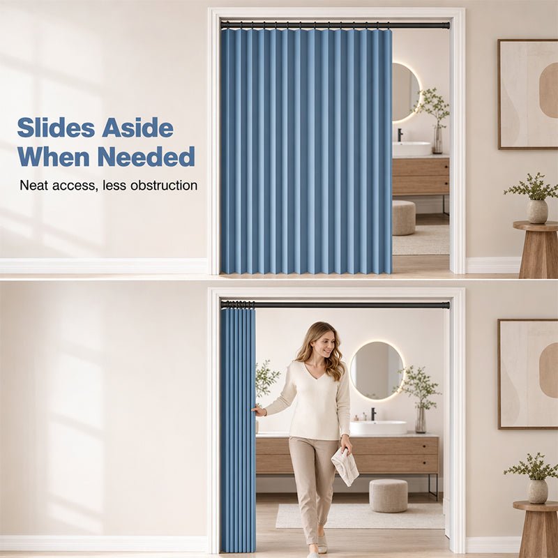 Mira Magnetic Door Curtain | No-Drill, Light Blocking, Accordion Design - Hartwella