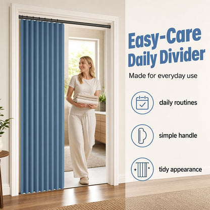 Mira Magnetic Door Curtain | No-Drill, Light Blocking, Accordion Design - Hartwella